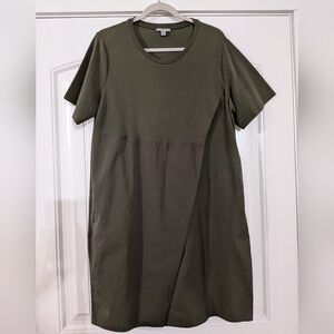 COS Two Tones Faux Slit Cotton Mini Shirt Dress